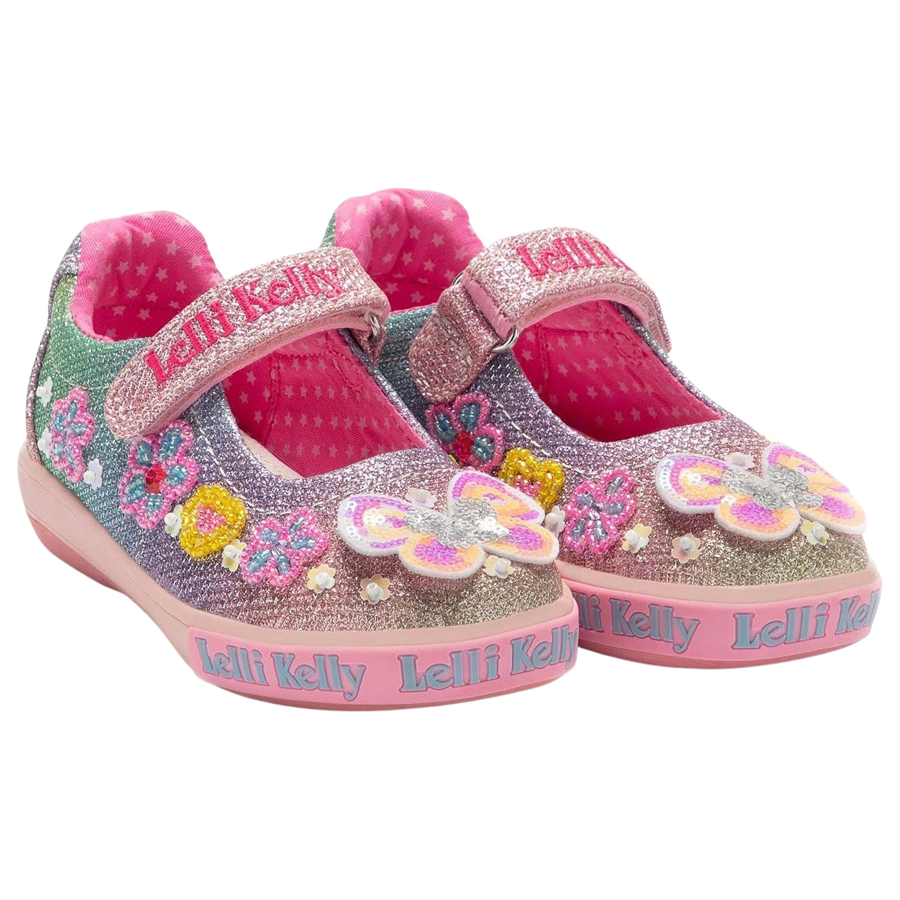 Lelli Kelly LK2034 (GX02) Paloma Multi Glitter Butterfly Shimmer Shoes