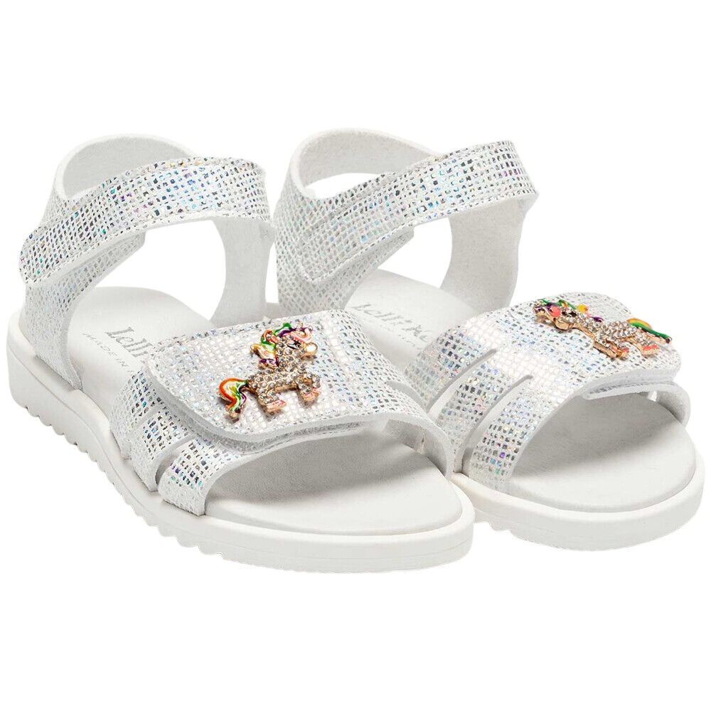 Lelli Kelly LK1506 (AA57) Unicorno 2 Bianco /Argento Glitter Adjustable Sandals