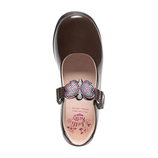 Lelli Kelly Luna Butterfly Brown Patent Interchangeable School Shoes LK8411 (MA03)