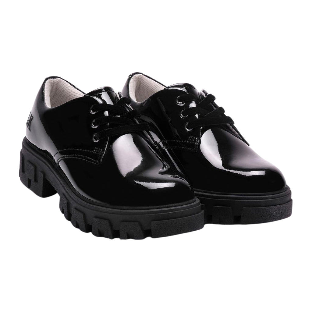 Lelli Kelly Maria Lace Up Black Patent School Shoes LK8431 (NE03)