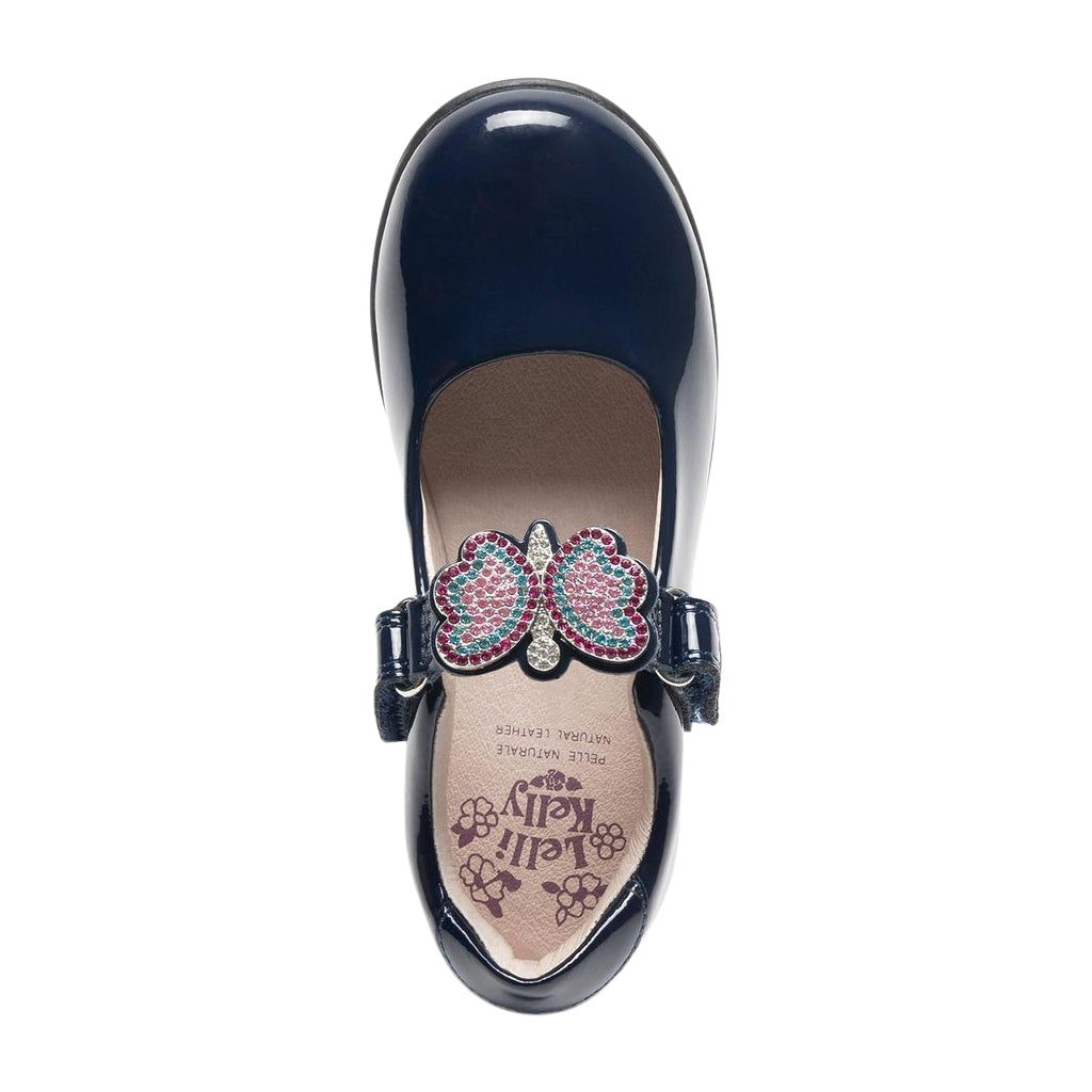 Lelli Kelly Luna Butterfly Blue Patent Interchangeable School Shoes LK8411 (BL03)