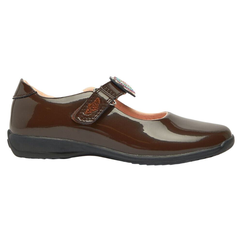 Lelli Kelly LK8105 (DJ01) Valentina Brown Patent School Shoes F Fitting