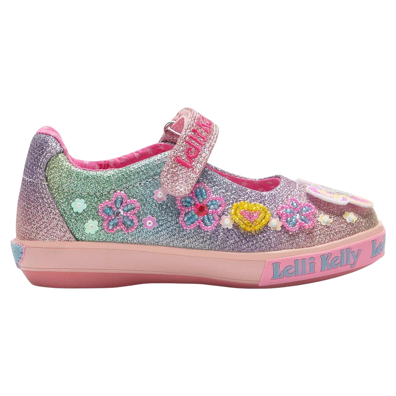 Lelli Kelly LK2034 (GX02) Paloma Multi Glitter Butterfly Shimmer Shoes