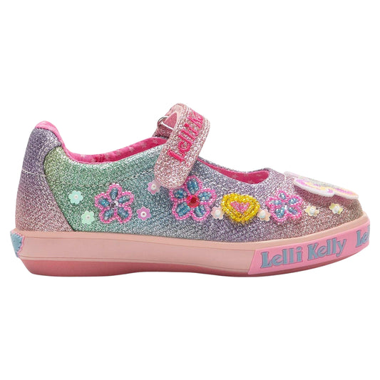 Lelli Kelly LK2034 (GX02) Paloma Multi Glitter Butterfly Shimmer Shoes