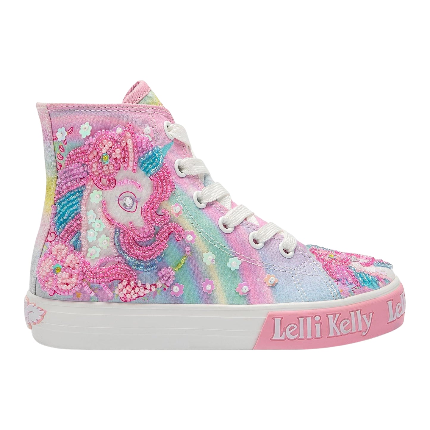 Lelli Kelly LK3488 (BA02) Unicorn White Multi Fantasia Canvas Baseball Boots