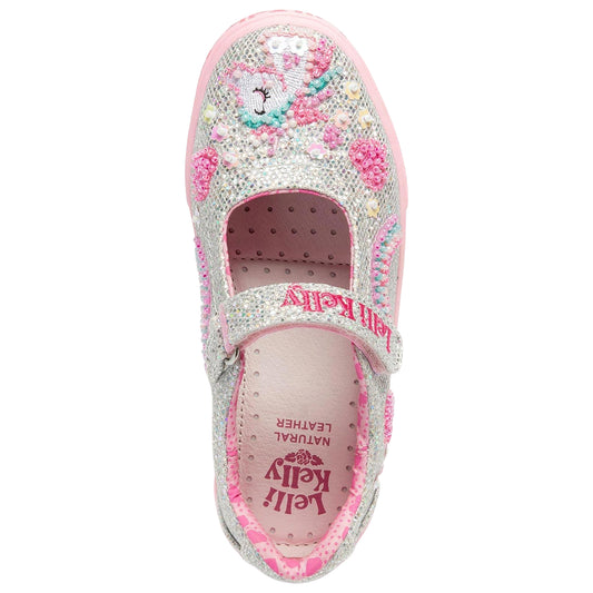 Lelli Kelly LK4158 (AG01) Luce Silver Glitter Unicorn Dolly Shoes