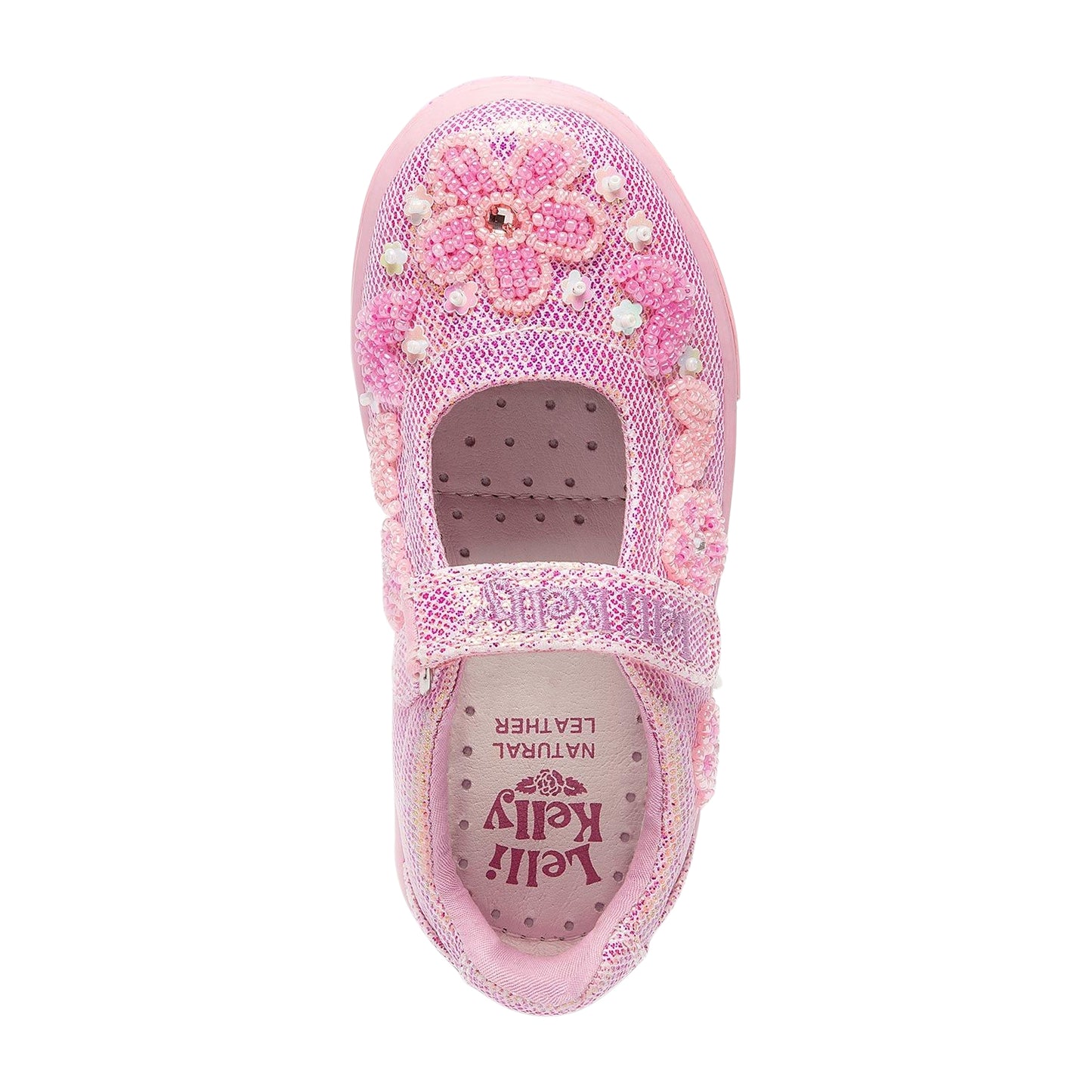 Lelli Kelly LK3484 (GC63) Rosie Hot Pink Glitter Flower Canvas Dolly Shoes