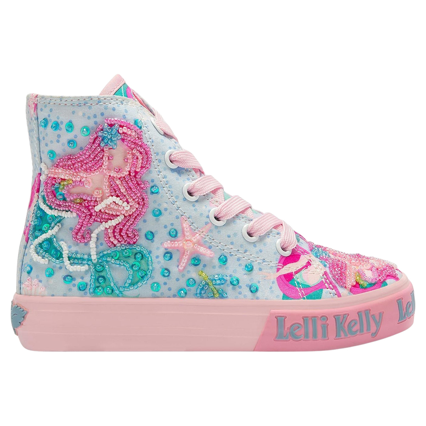 Lelli Kelly LK3489 (BF02) Sirenetta Mid Blue Mermaid Canvas Baseball Boots