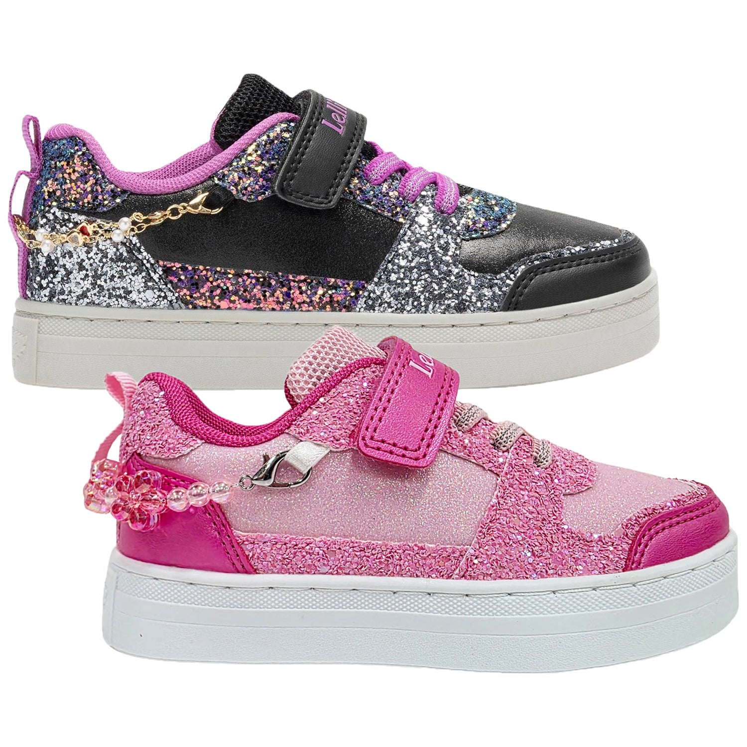 Lelli Kelly Gioiello Scarpa Bianco/rosa Con Glitter E Braccialetto Sganciabile – Modello LKAA4010 Biro, Chiusura A Strappo E Lacci Elastici