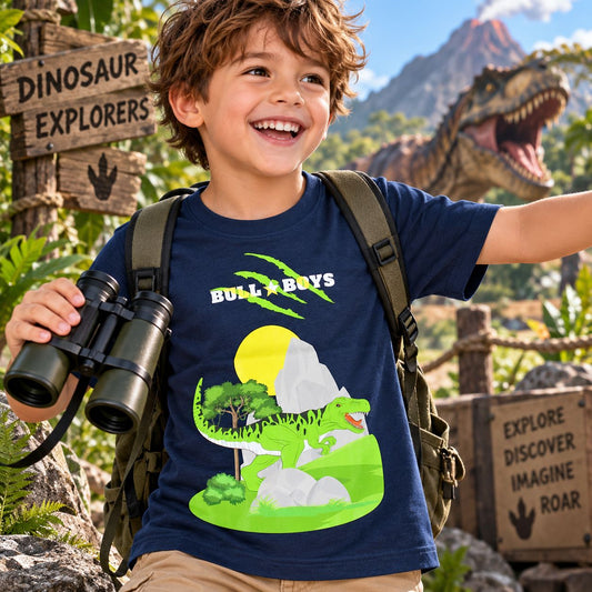 Bull Boys Navy Dinosaur T-Shirt DNYA2391