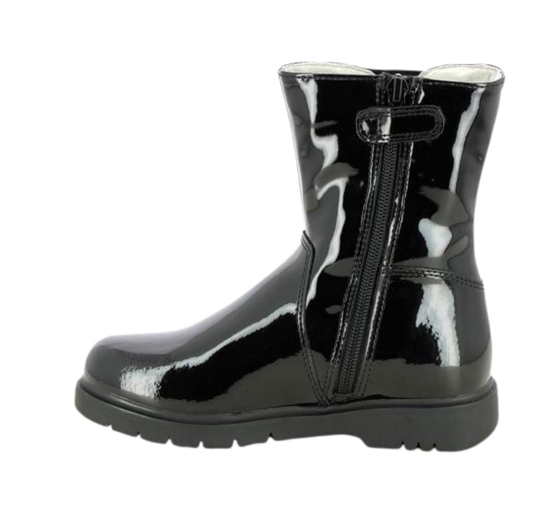 Lelli Kelly LK2324 (DB01) Marina Black Patent Leather Diamante Heart Boots