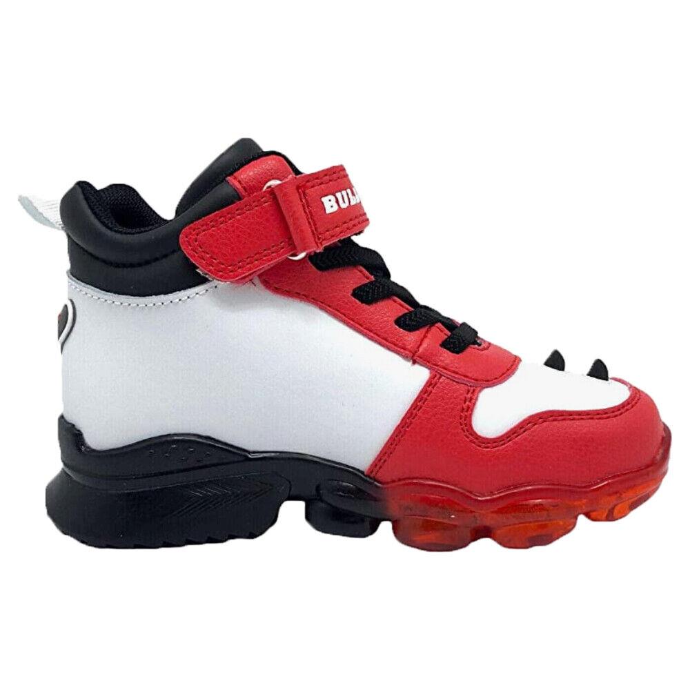 Bull Boys T-Rex Lights White/Red Dinosaur Light Up Hi-Tops DNAL2201 (AA53)