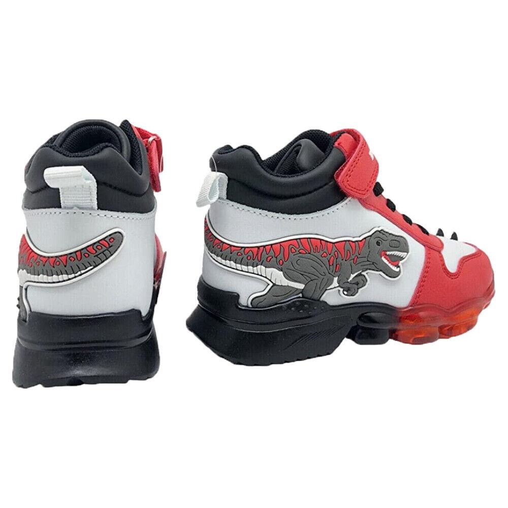 Bull Boys T-Rex Lights White/Red Dinosaur Light Up Hi-Tops DNAL2201 (AA53)
