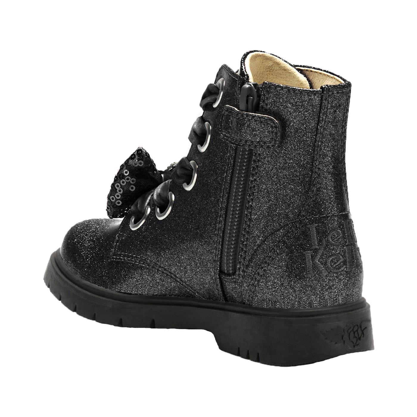 Lelli Kelly LK3736 (SB01) Fior Di Fiocco Black Glitter Diamante Bow Boots