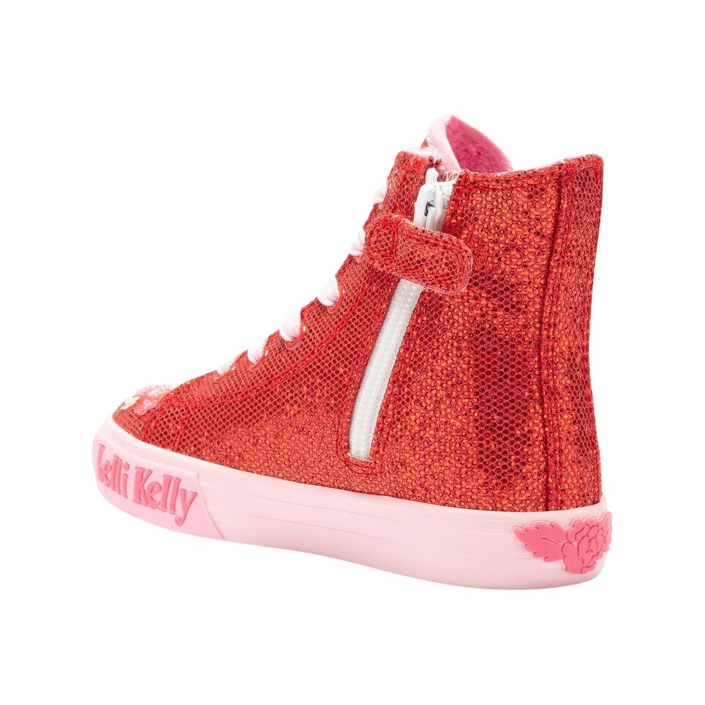 Lelli Kelly LK3861 (GD01) Dafne Mid Red Glitter Warm Lined Canvas Baseball Boots