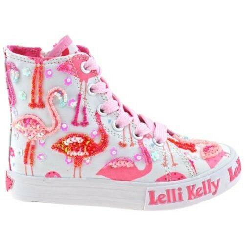 Lelli Kelly LK5090 (BA02) White Fantasy Flamingo Canvas Baseball Boots