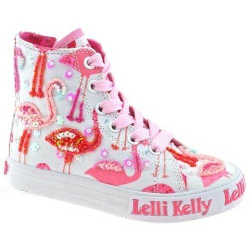 Lelli Kelly LK5090 (BA02) White Fantasy Flamingo Canvas Baseball Boots