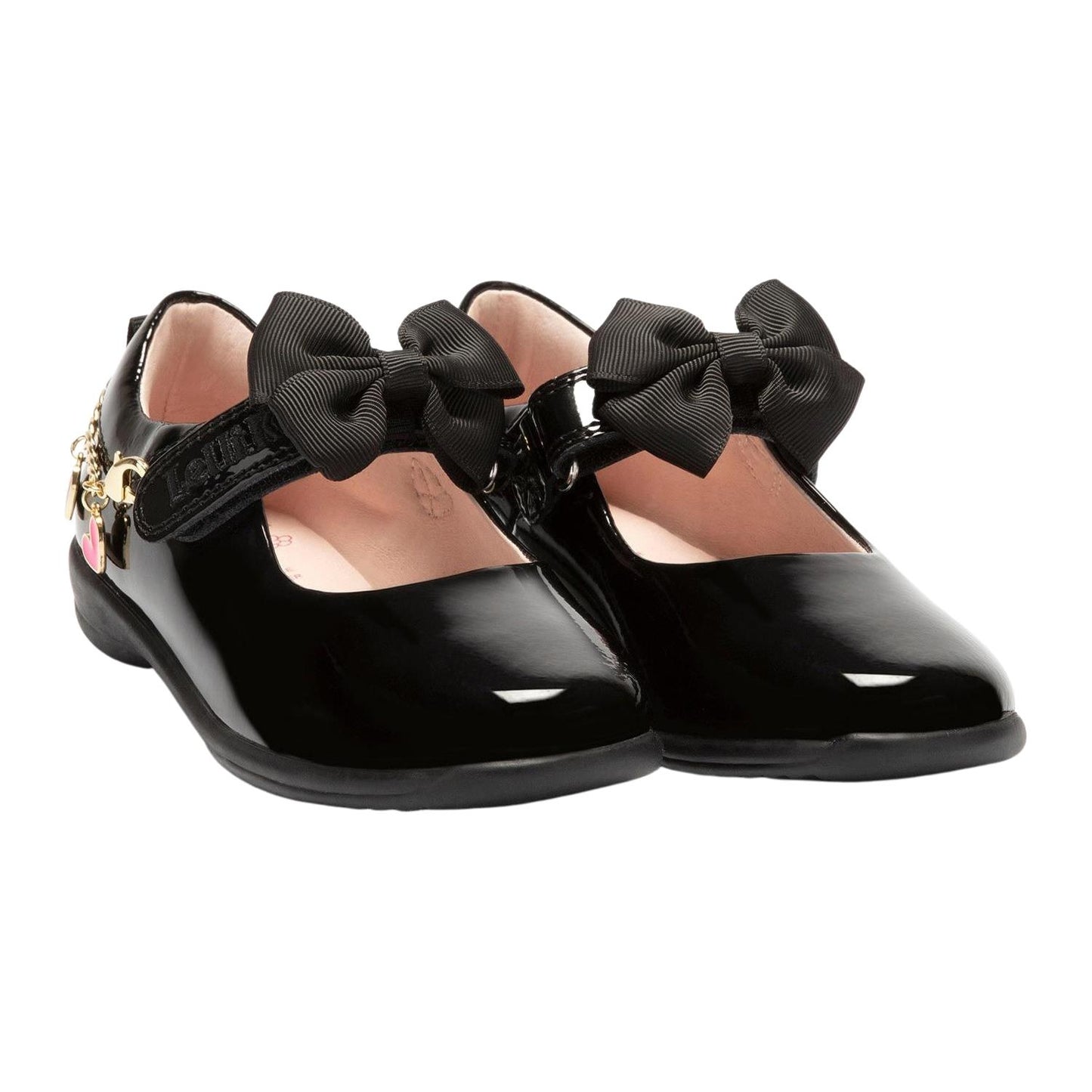 Lelli Kelly LK8220 (DB01) Aurora Heart Chain Black Patent School Shoes