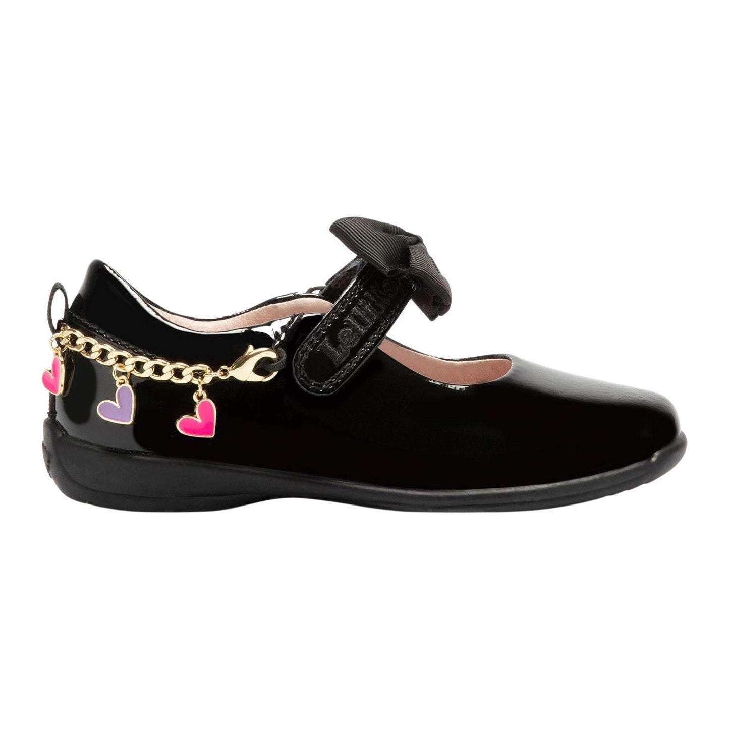 Lelli Kelly LK8220 (DB01) Aurora Heart Chain Black Patent School Shoes