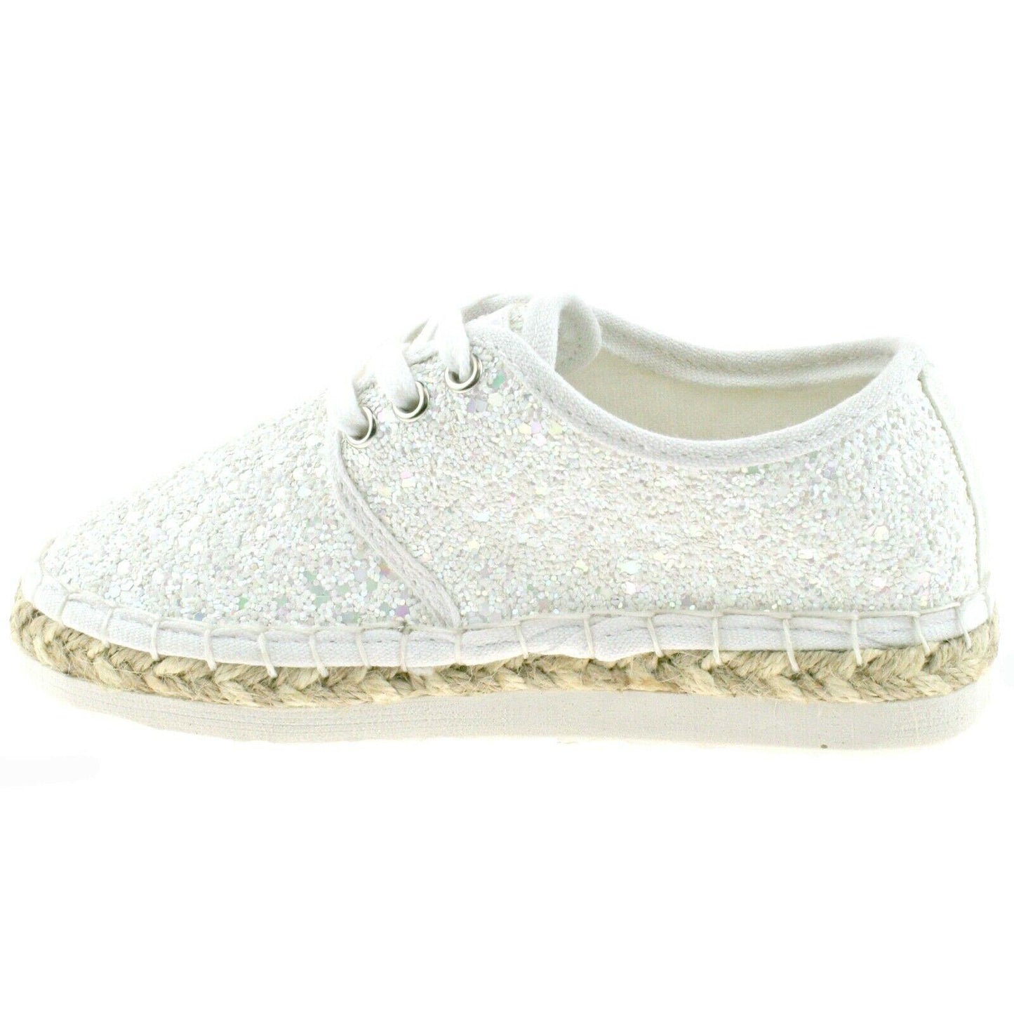 Lelli Kelly LK4608 (LA01) Bianco Glitter Ibiza Lightweight Espadrille Shoes