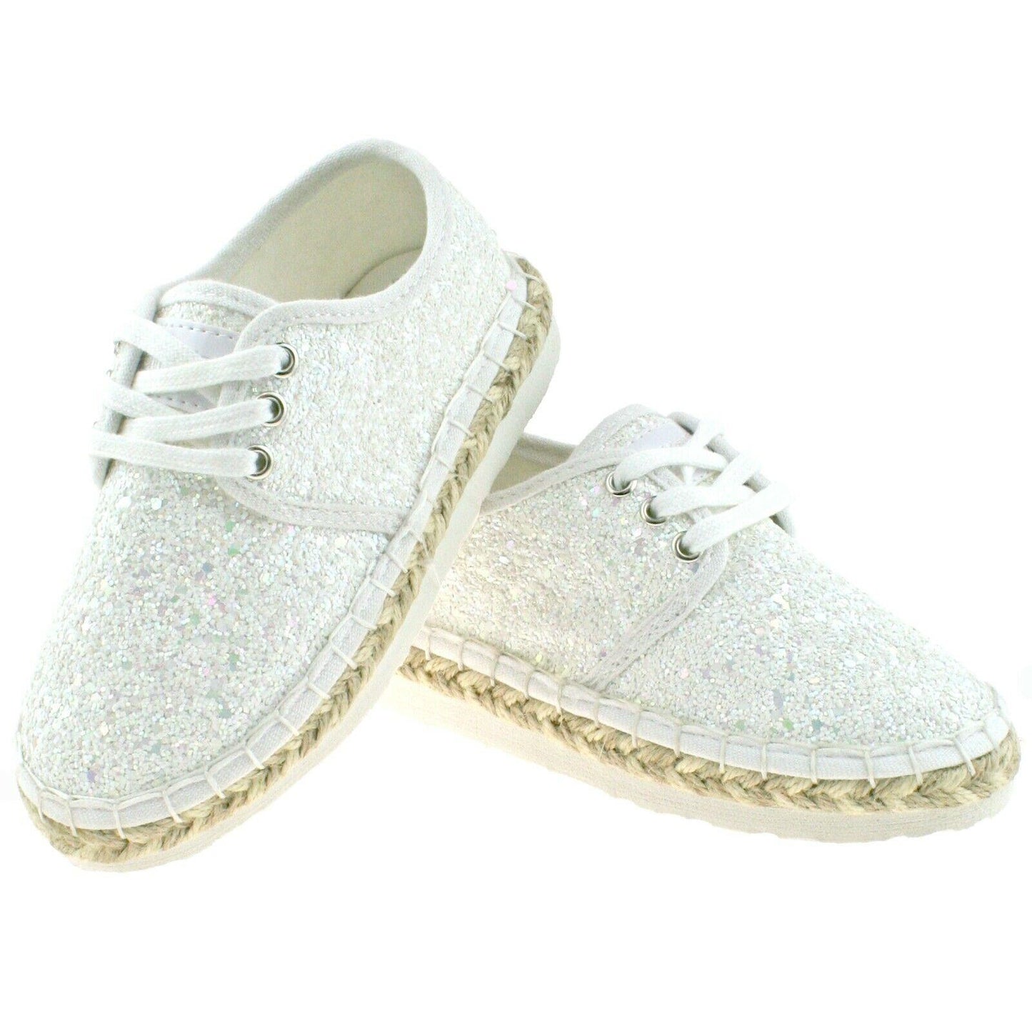 Lelli Kelly LK4608 (LA01) Bianco Glitter Ibiza Lightweight Espadrille Shoes
