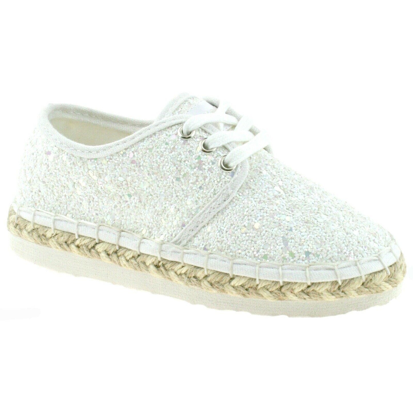 Lelli Kelly LK4608 (LA01) Bianco Glitter Ibiza Lightweight Espadrille Shoes