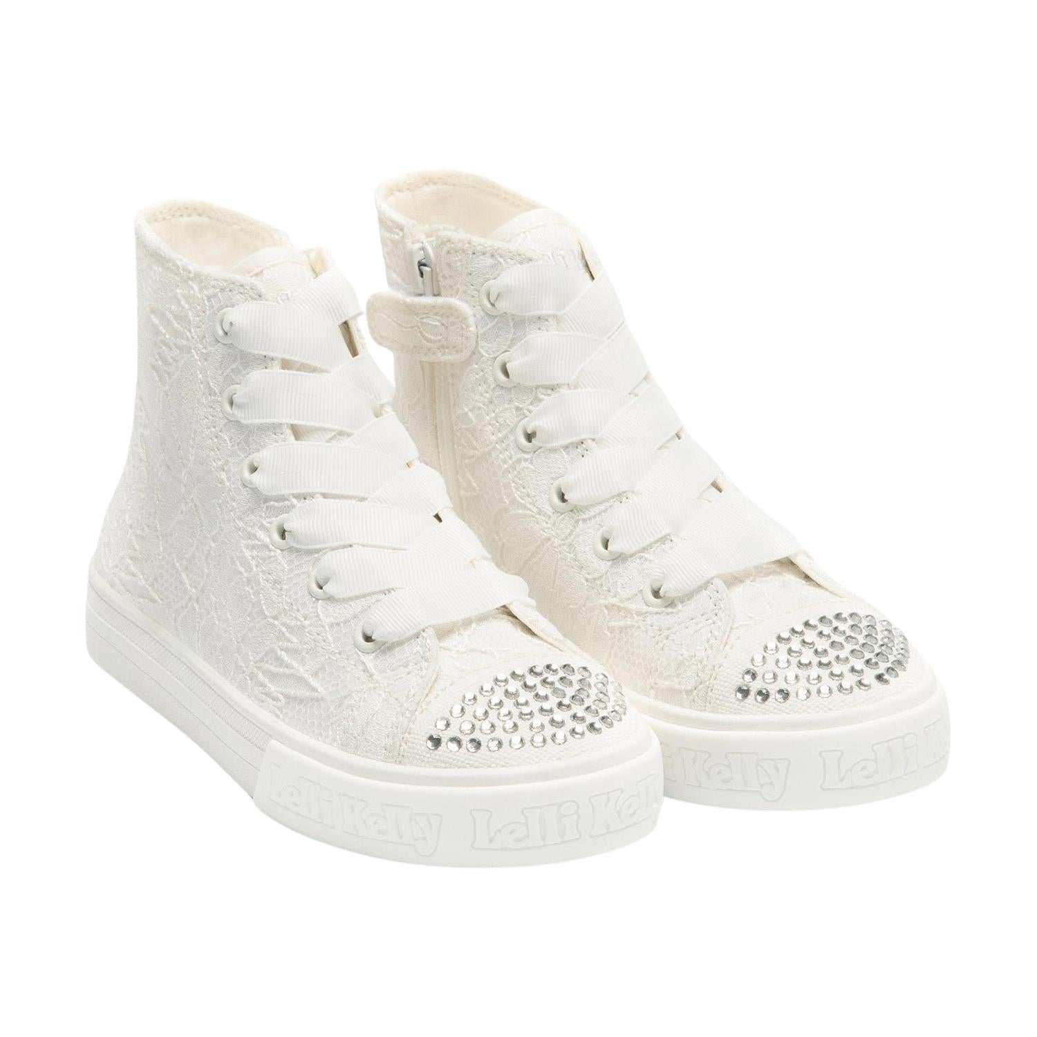 Lelli Kelly LK4177 (BI01) Clizia White Lace Diamante Baseball