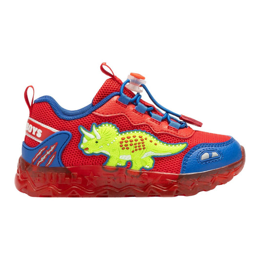 Bull Boys DNAL4501 Triceratopo Red Light Up Dinaosaur Mesh Trainers