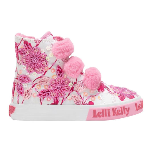 Lelli Kelly LK4371 (BI02) Brooke White Fantasy Lined Adjustable Canvas Boot