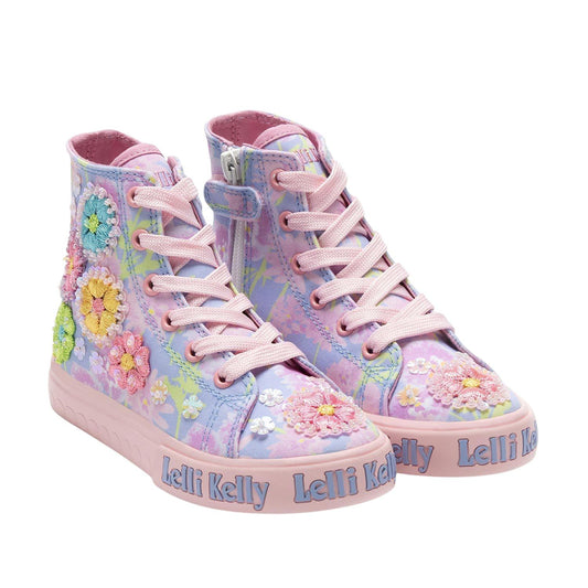 Lelli Kelly Eloise Mid Lilac Canvas Baseball Boots LK4910