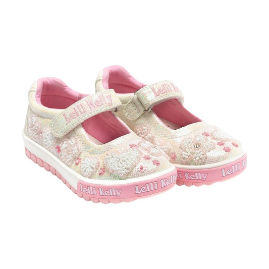 Lelli Kelly White Cressida Glitter Canvas Shoes LK4924 (BI01)