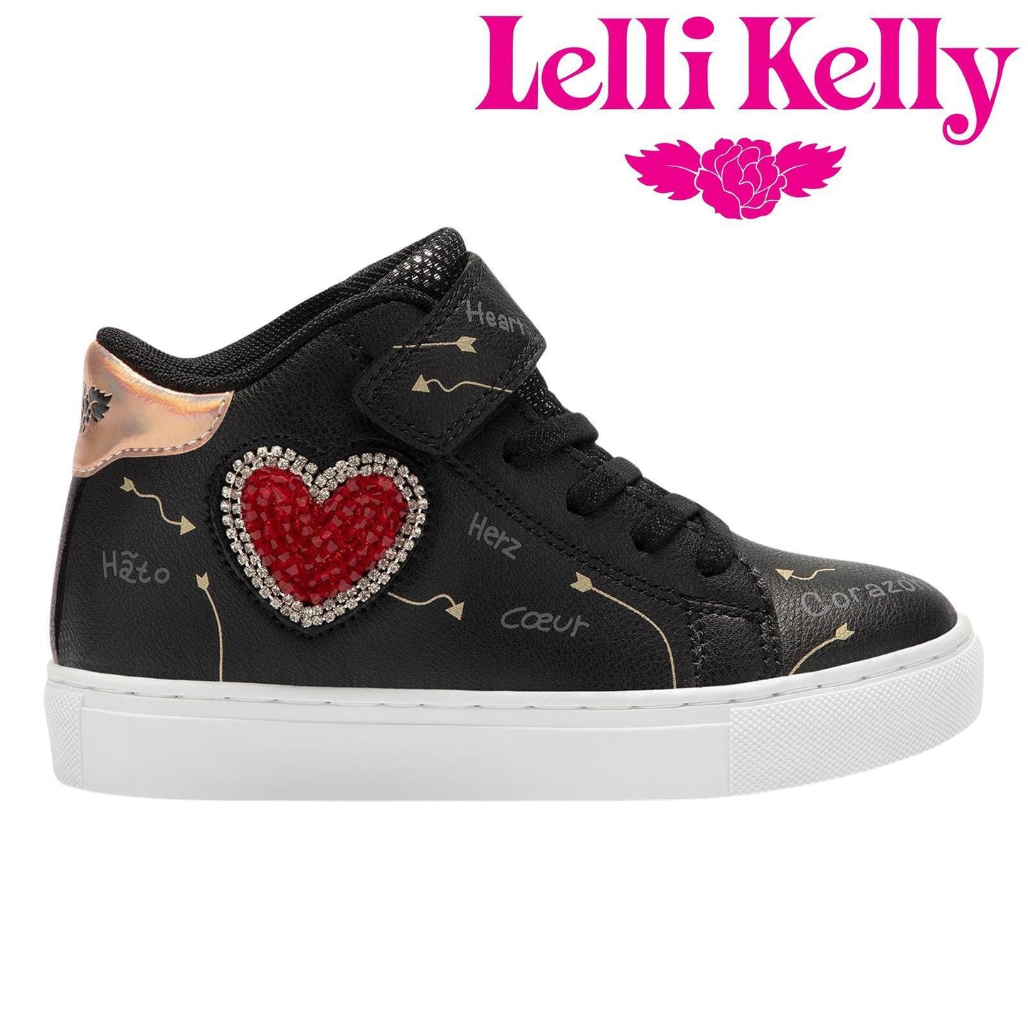 Lelli Kelly LK2255 (AB01) Love Mid Nero Heart Ankle Hi-Tops Boots
