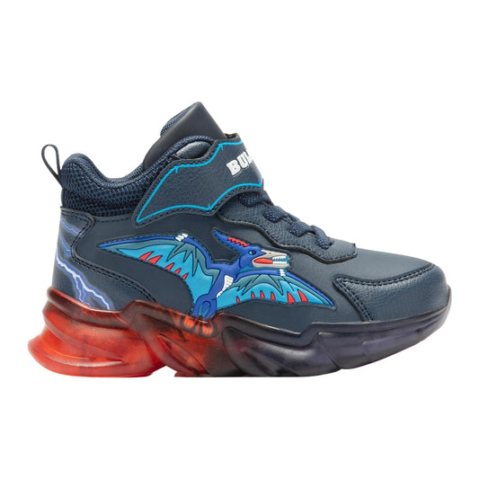 Bull Boys Mid Blue Pterodattilo Light Up Hi-Top Dinosaur Trainers DNAL3393 (AE01)