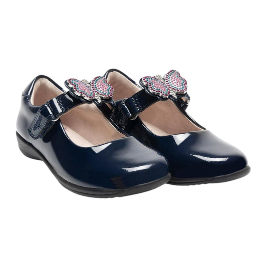 Lelli Kelly Luna Butterfly Blue Patent Interchangeable School Shoes LK8411 (BL03)