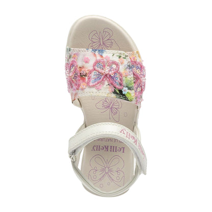 Lelli Kelly Serena Canvas Pink White Sandals LK5501