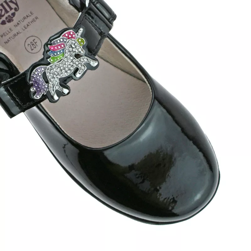 Lelli Kelly Blossom Black Patent School Shoes G Fitting - 12 UK 31 EU
