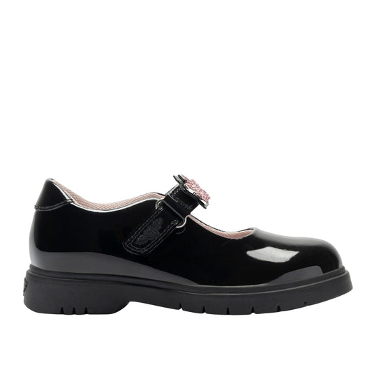 Lelli Kelly Daisy Black Interchangeable Patent School Shoes LK8921 NE03