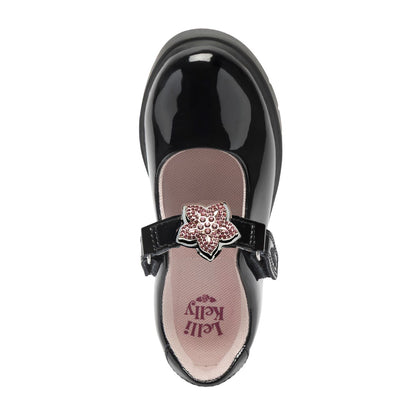 Lelli Kelly Daisy Black Interchangeable Patent School Shoes LK8921 NE03