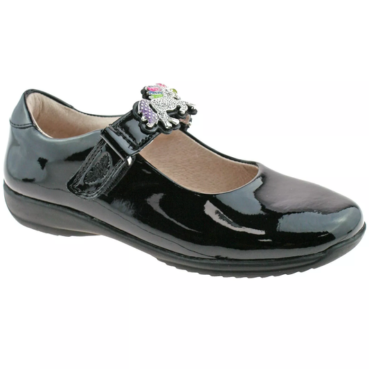 Lelli Kelly Blossom Black Patent School Shoes G Fitting - 12 UK 31 EU