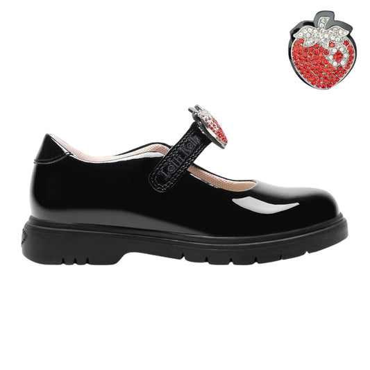 Lelli Kelly LK8914 Lucy Black Patent Strawberry/Bow School Shoes