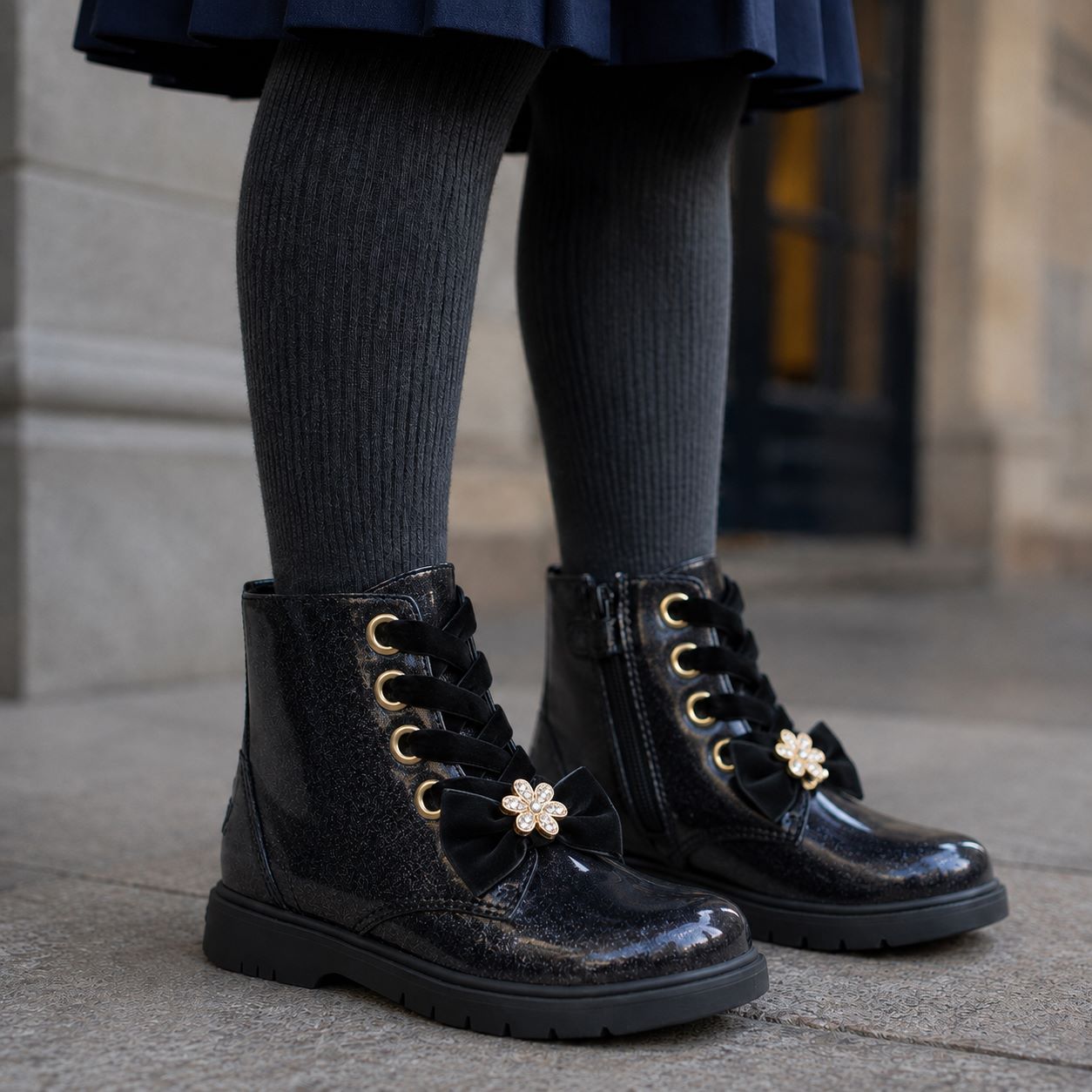 Lelli Kelly LK4331 (NE01) Fior Di Focco Black Diamante Glitter Ankle Boots