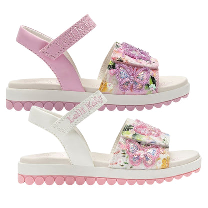 Lelli Kelly Serena Canvas Pink White Sandals LK5501