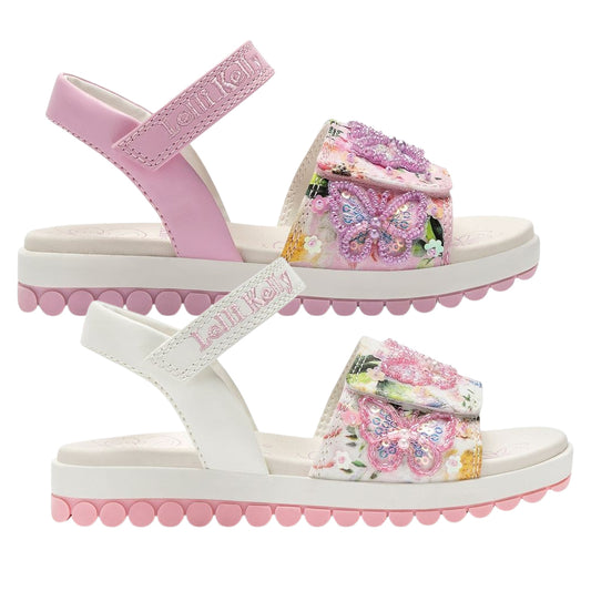 Lelli Kelly Serena Canvas Pink White Sandals LK5501