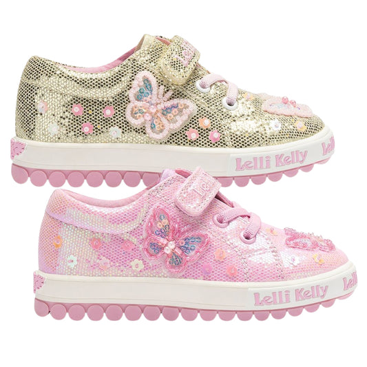 Lelli Kelly Emerald Glitter Canvas Trainers LK5421