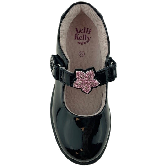 Lelli Kelly Daisy Black Interchangeable Patent School Shoes LK8921 NE03