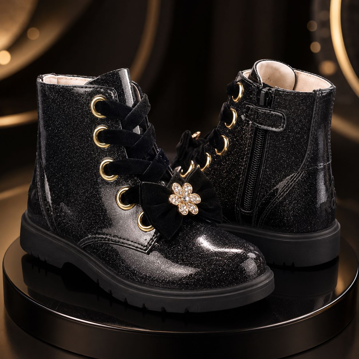 Lelli Kelly LK4331 (NE01) Fior Di Focco Black Diamante Glitter Ankle Boots
