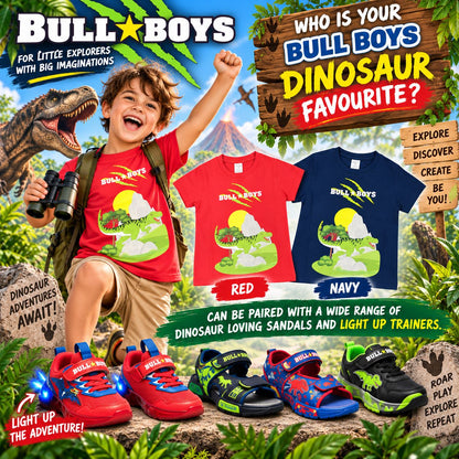 Bull Boys Red T-Shirt Dinosaur DNYA2391