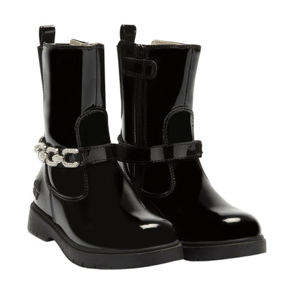 Lelli Kelly LK3719 (DB01) Marion Mid Black Patent Leather Long Ankle Boots