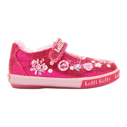 Lelli Kelly LK3860 (GC63) Dafne Hot Fuchsia Glitter Warm Lined Canvas Uppers