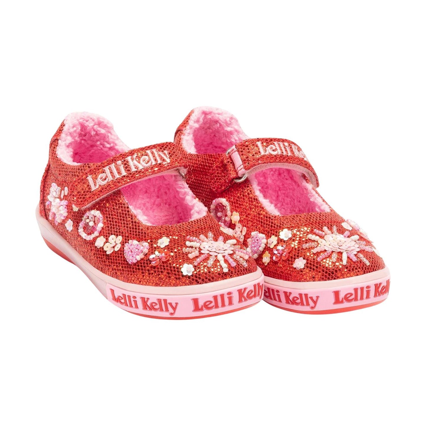 Lelli Kelly LK3860 (GD01) Dafne Red Glitter Warm Lined Canvas Uppers